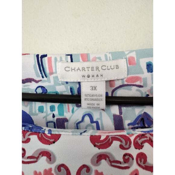 Charter Club Floral Pullover Stretchy Top Women’s Size 3X Mediterranean Print - Picture 5 of 5